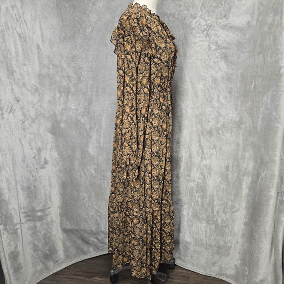 Moon River Floral Maxi Dress Ruffle Maxi Size L Boho Cottagecore Prairie Tiered - Picture 4 of 13